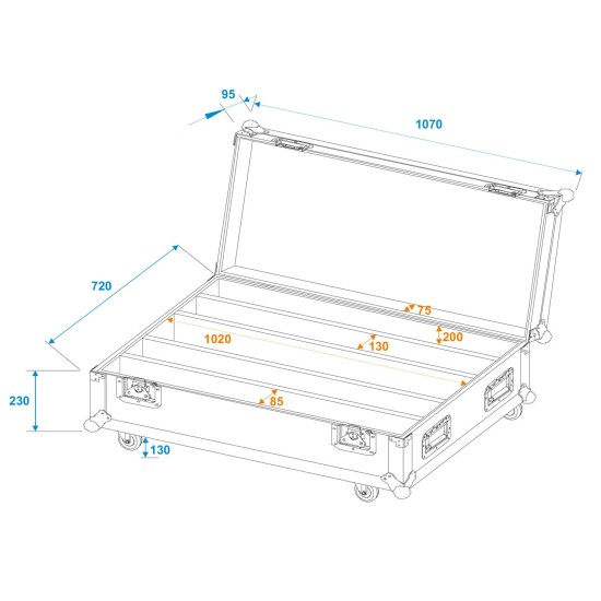 ROADINGER Flightcase Professionale con Ruote per 4x LED IP Atmo Bar 10