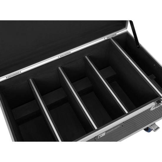 ROADINGER Flightcase per 4x Multiflood IP 8x10W RGBW Wash - Custodia con Ruote e Serrature