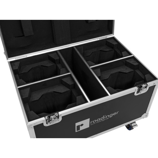 ROADINGER Flightcase Professionale per 4 EYE-740 MK2 con Ruote Girevoli e Vano Accessori