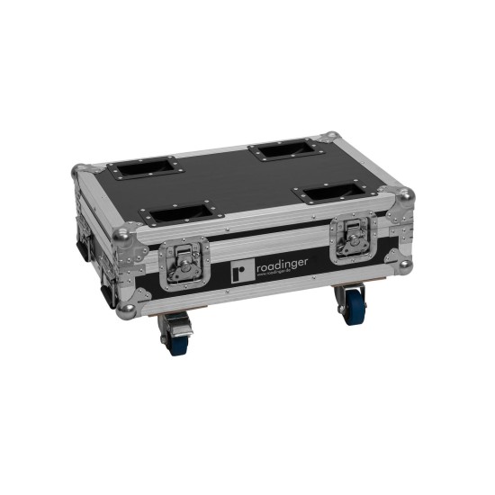 ROADINGER Flightcase 8x AKKU Spot Mini IP UP-4 QCL MK2 con Ricarica e Ruote Girevoli