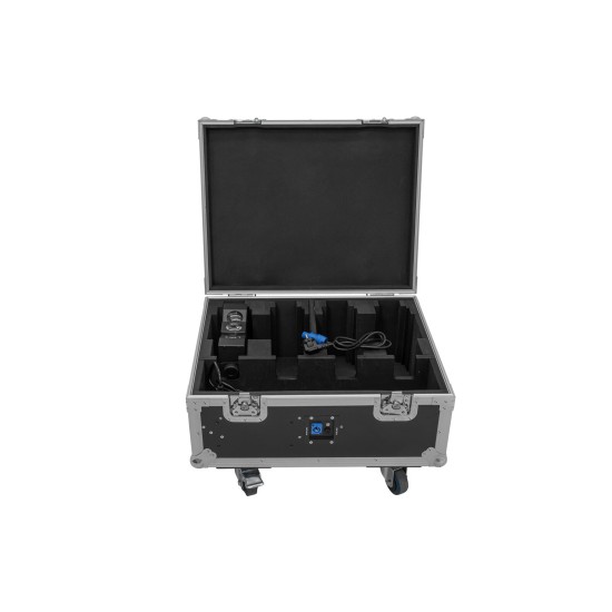 ROADINGER Flightcase 4x AKKU MBT-3 con ruote e funzione di ricarica per illuminazione professionale
