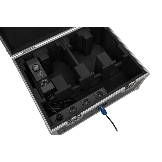 ROADINGER Flightcase 4x AKKU MBT-3 con ruote e funzione di ricarica per illuminazione professionale