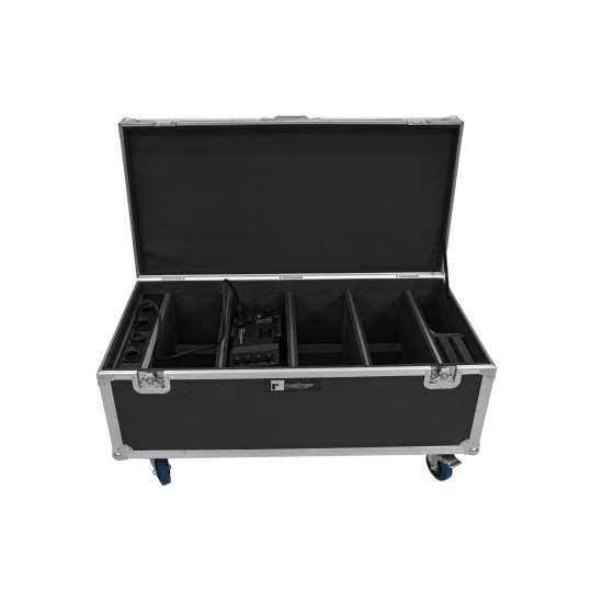 ROADINGER Flightcase per 4 Proiettori LED AKKU Multiflood IP 18x10W RGBW con Ricarica