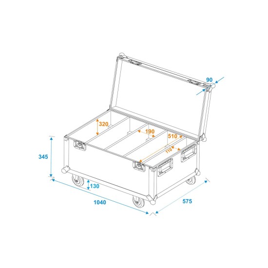 ROADINGER Flightcase Professionale 4x Multiflood IP 18x10W RGBW Wash CRMX con Ruote