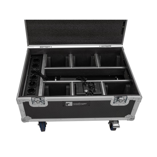 ROADINGER Flightcase con Ricarica per 6 AKKU IP TL-3 QCL Trusslight CRMX e Rotelle