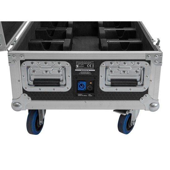 ROADINGER Flightcase Professionale per 6 AKKU UP-4 QCL Spot con Funzione di Ricarica e Ruote