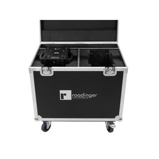 ROADINGER Flightcase Professionale per 2x DMH-190 con Ruote e Vassoi Impilabili