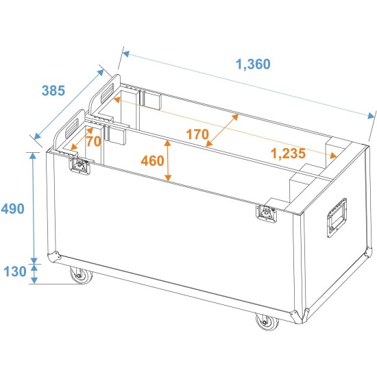 ROADINGER Flightcase 2x LCD ZL50 - Custodia Protettiva con Ruote Girevoli e Serrature a Farfalla