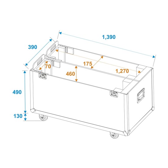 ROADINGER Flightcase per 2 LCD ZL55 con Ruote Girevoli - Alta Qualità