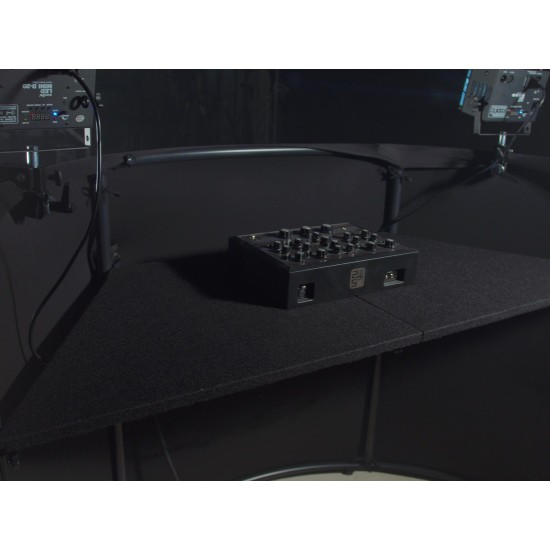 OMNITRONIC Tavolo DJ Portatile Curved: Stand Mobile per Eventi con Rivestimento Lavabile e Telaio in Acciaio