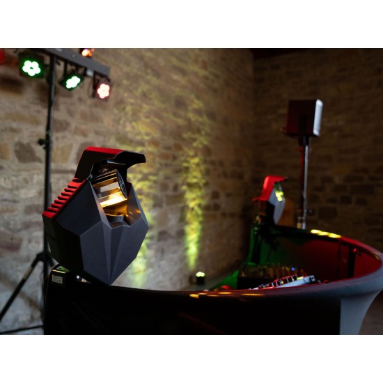 OMNITRONIC Tavolo DJ Portatile Curved: Stand Mobile per Eventi con Rivestimento Lavabile e Telaio in Acciaio