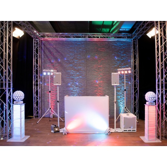 OMNITRONIC DJ Stand Portatile con Cover Traslucida - Struttura Pieghevole e Retroilluminazione LED