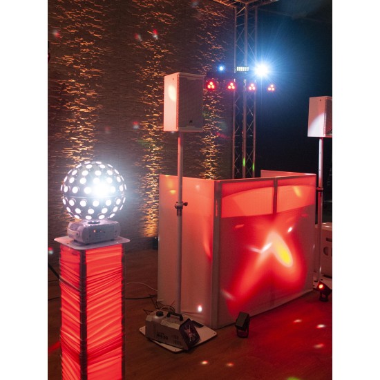 OMNITRONIC DJ Stand Portatile con Cover Traslucida - Struttura Pieghevole e Retroilluminazione LED