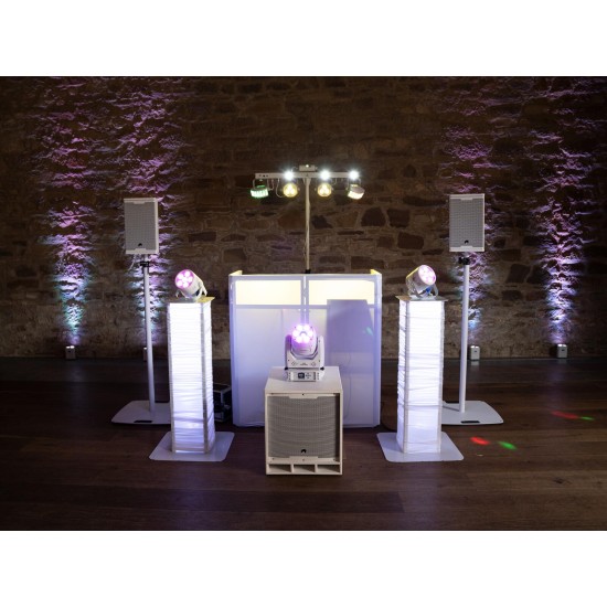 OMNITRONIC DJ Stand Portatile con Copertura, Effetto Luce Retroilluminato, Alluminio Leggero