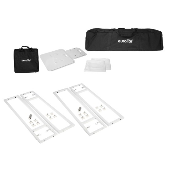 EUROLITE Set 2 Supporti Variabili per Altoparlanti e Luci da Palco con Cover e Borsa, Bianco