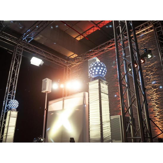 EUROLITE Set 2 Supporti Variabili per Altoparlanti e Luci da Palco con Cover e Borsa, Bianco