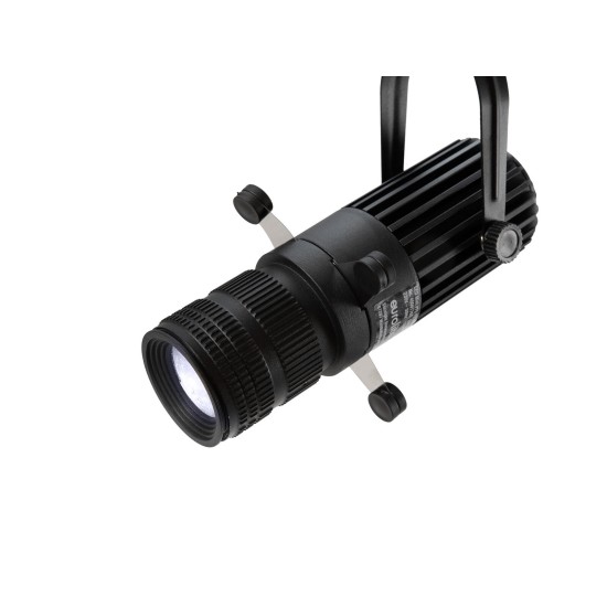 Spot LED professionale EUROLITE Mini PFE-12 CW 12W CRI 91, fascio 28°, silenzioso, per fiere e riprese