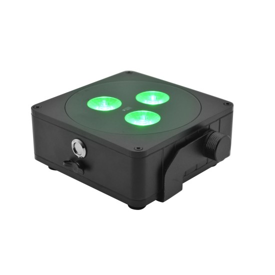 EUROLITE AKKU IP Flat Light 3 Nero - Proiettore LED da Palco Wireless con Effetto Luce DMX