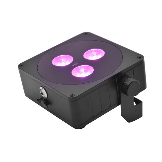 EUROLITE AKKU IP Flat Light 3 Nero - Proiettore LED da Palco Wireless con Effetto Luce DMX