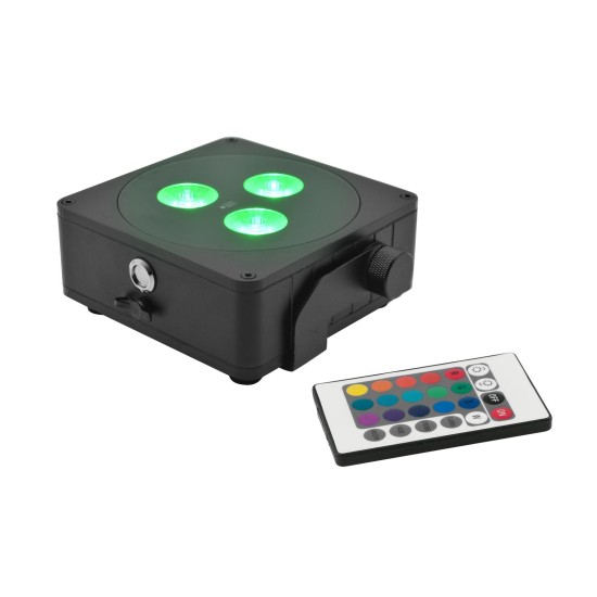 EUROLITE AKKU IP Flat Light 3 Nero - Proiettore LED da Palco Wireless con Effetto Luce DMX