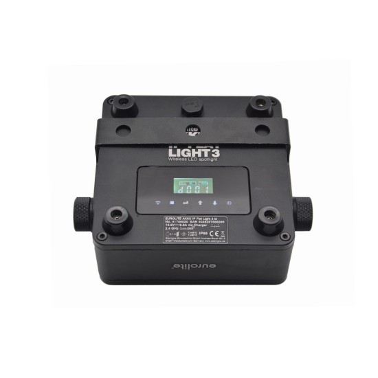 EUROLITE AKKU IP Flat Light 3 Nero - Proiettore LED da Palco Wireless con Effetto Luce DMX
