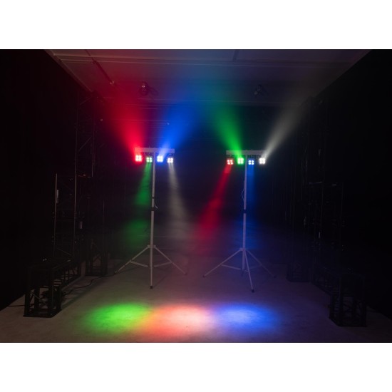 Proiettore LED EUROLITE KLS-180: Set di Luci RGBW Compatte con Effetto Stroboscopico e Controllo DMX