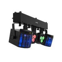 Set luci compatto EUROLITE LED KLS-120 Laser FX II con derby rotanti, spot LED RGBW e doppio laser RG DMX