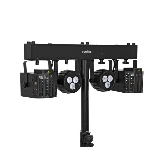 Set luci compatto EUROLITE LED KLS-120 Laser FX II con derby rotanti, spot LED RGBW e doppio laser RG DMX