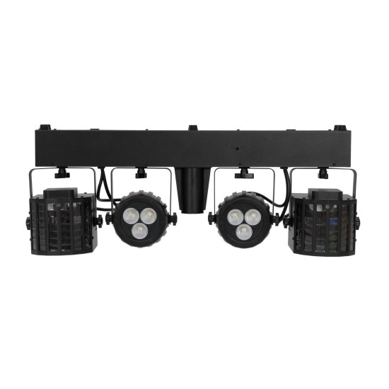 Set luci compatto EUROLITE LED KLS-120 Laser FX II con derby rotanti, spot LED RGBW e doppio laser RG DMX