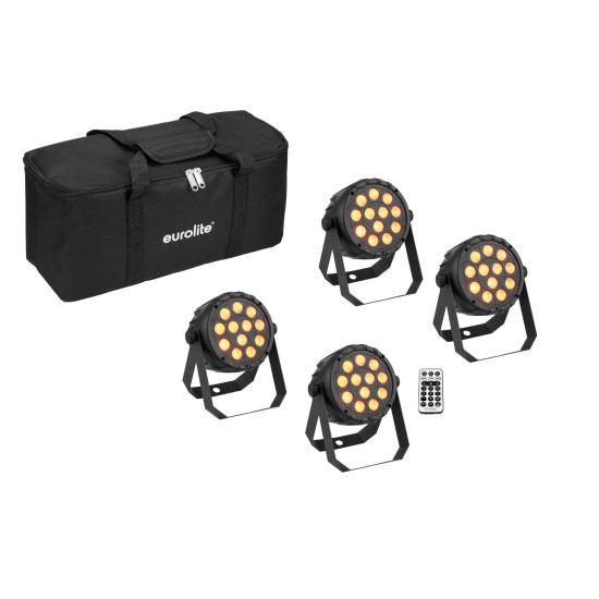 Set EUROLITE 4x LED PARty Spot RGB/WW Silenzioso con Borsa - Illuminazione Scenografica DMX