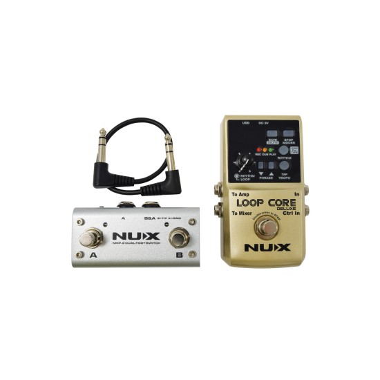Kit Pedale Effetto Looper e Doppio Footswitch per Chitarra Elettrica - NUX Loop Core Deluxe 24-bit Looper Pedal Bundle Kit Pedale Effetto Looper e Doppio Footswitch per Chitarra Elettrica - NUX Loop Core Deluxe 24-bit Looper Pedal Bundle