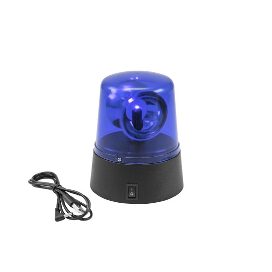 Mini Luce di Polizia LED Blu EUROLITE - USB/Batteria, Proiettore a 360°