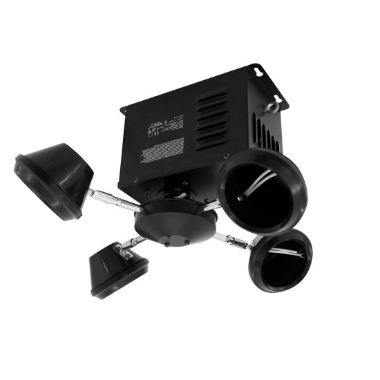  Effetto Luce Centropista Motorizzato 4 Bracci – Proiettore LED da Palco per Effetti Scenografici Rotanti 20 RPM, Montaggio Soffitto/Parete, Trasformatore Integrato