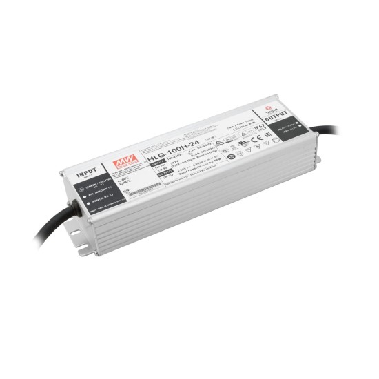 Alimentatore LED Meanwell 96W 24V IP67 HLG-100H-24 per Illuminazione Esterna