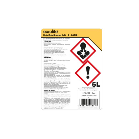 Fluido Nebbia EUROLITE SMOKE -B- Basic 5l: Effetto Nebbia Professionale Sicuro e Biodegradabile