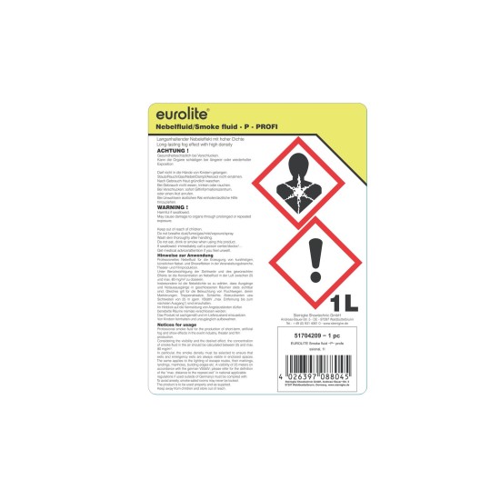 EUROLITE Fluido per Nebbia Professionale -P- 1L: Effetto Duraturo e Sicuro