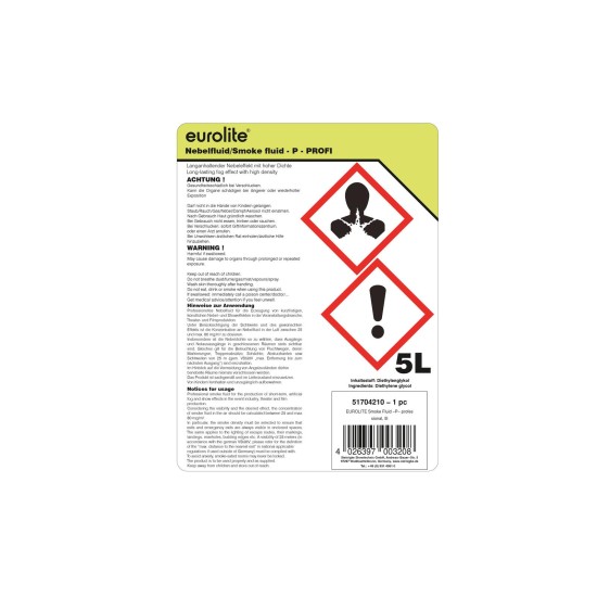 EUROLITE Fluido Nebbia Professionale 5L - Alta Densità, Sicuro e Biodegradabile
