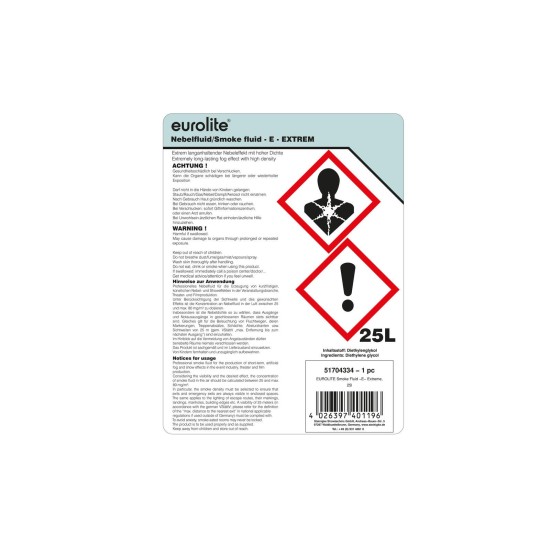 Fluido Nebbia EUROLITE SMOKE FLUID -E- Extrem 25L | Alta Densità & Lunga Durata