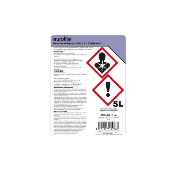 EUROLITE SMOKE FLUID -X- Extrem A2, Fluido Nebbia Alta Densità 5L