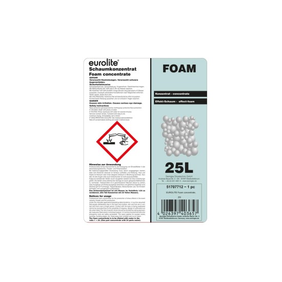 EUROLITE Concentrato di Schiuma Professionale 25L per Macchine Schiumogene