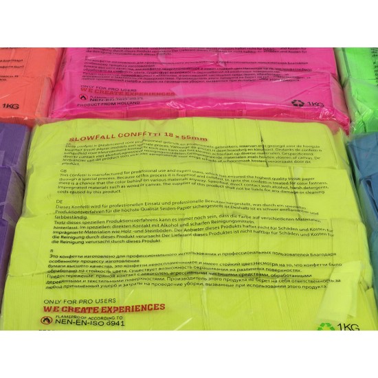 Coriandoli Rettangolari Slowfall Giallo Fluo UV Attivi - 1kg per Eventi e Spettacoli