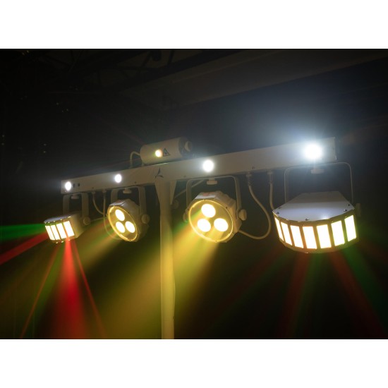 EUROLITE LED KLS Laser Bar FX Set Bianco con Effetti Luce DMX e Proiettore LED