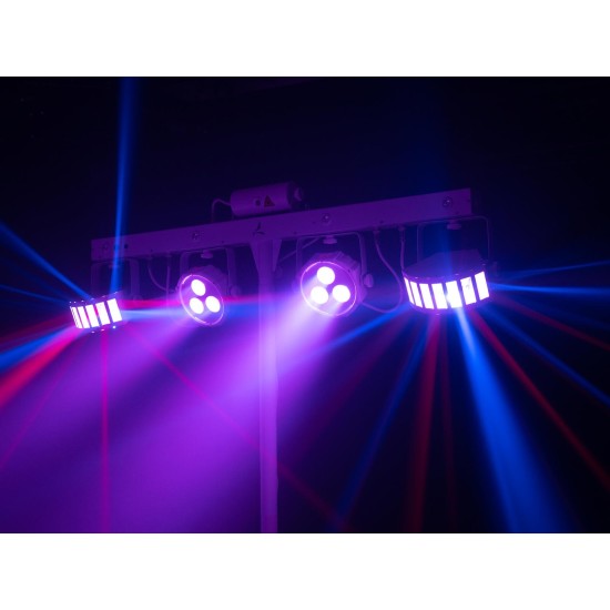 EUROLITE LED KLS Laser Bar FX Set Bianco con Effetti Luce DMX e Proiettore LED