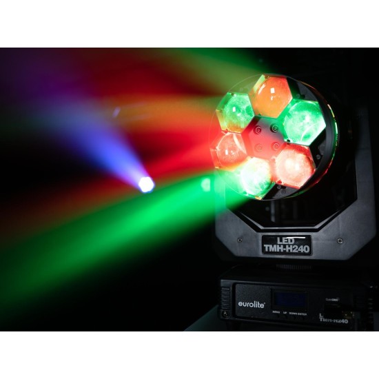 EUROLITE LED TMH-H240: Testa Mobile 3in1 Beam/Wash/Flower con Effetto Luce DMX