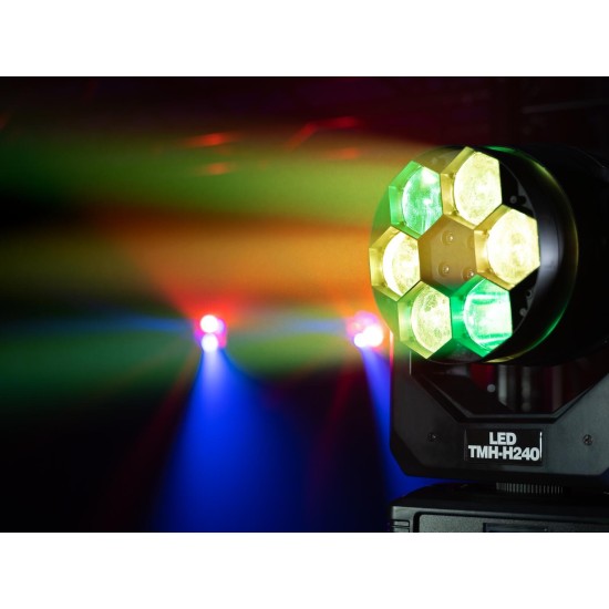 EUROLITE LED TMH-H240: Testa Mobile 3in1 Beam/Wash/Flower con Effetto Luce DMX