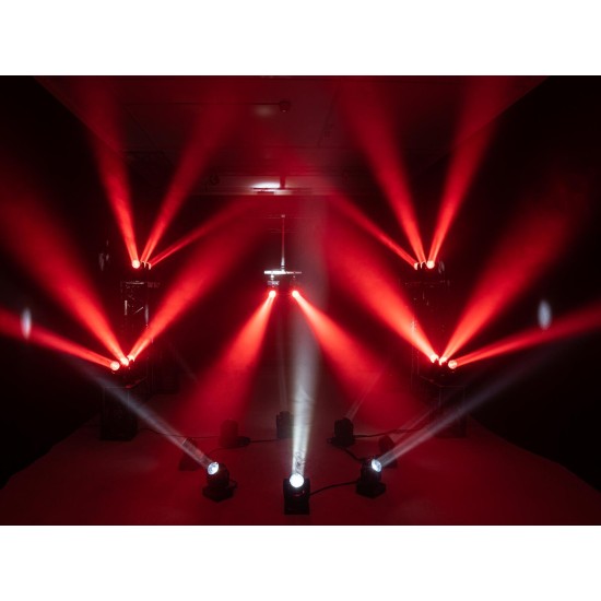 EUROLITE TMH-B60 Moving Head Beam LED 60W RGBW: Testa mobile compatta con fascio stretto 2° e controllo DMX/QuickDMX per eventi e DJ