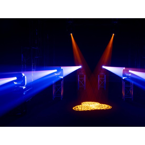 EUROLITE TMH-H180 Hybrid Moving Head Spot/Wash LED 200W: Testa mobile con Gobo rotanti, ruota colori e prisma per palco ed eventi