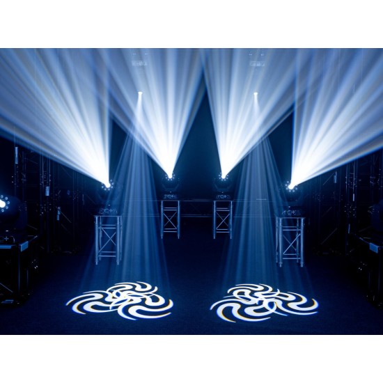 EUROLITE TMH-H180 Hybrid Moving Head Spot/Wash LED 200W: Testa mobile con Gobo rotanti, ruota colori e prisma per palco ed eventi