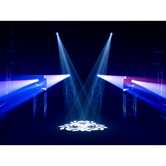 EUROLITE TMH-H180 Hybrid Moving Head Spot/Wash LED 200W: Testa mobile con Gobo rotanti, ruota colori e prisma per palco ed eventi