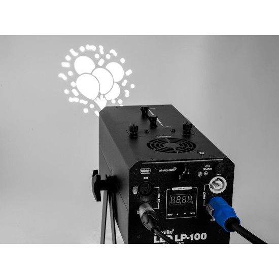 EUROLITE LP-100 Logo Projector MK2 LED 100W: Proiettore Gobo professionale con ruota colori, zoom e QuickDMX per eventi e installazioni